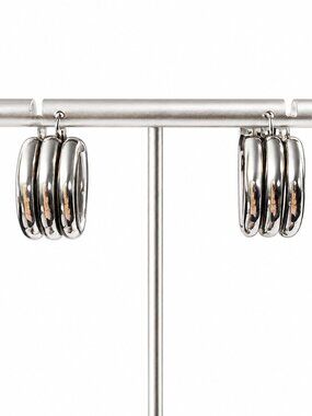 Sterling Silver Ridged Hoop Earrings Modern Ribbed Hoops 925